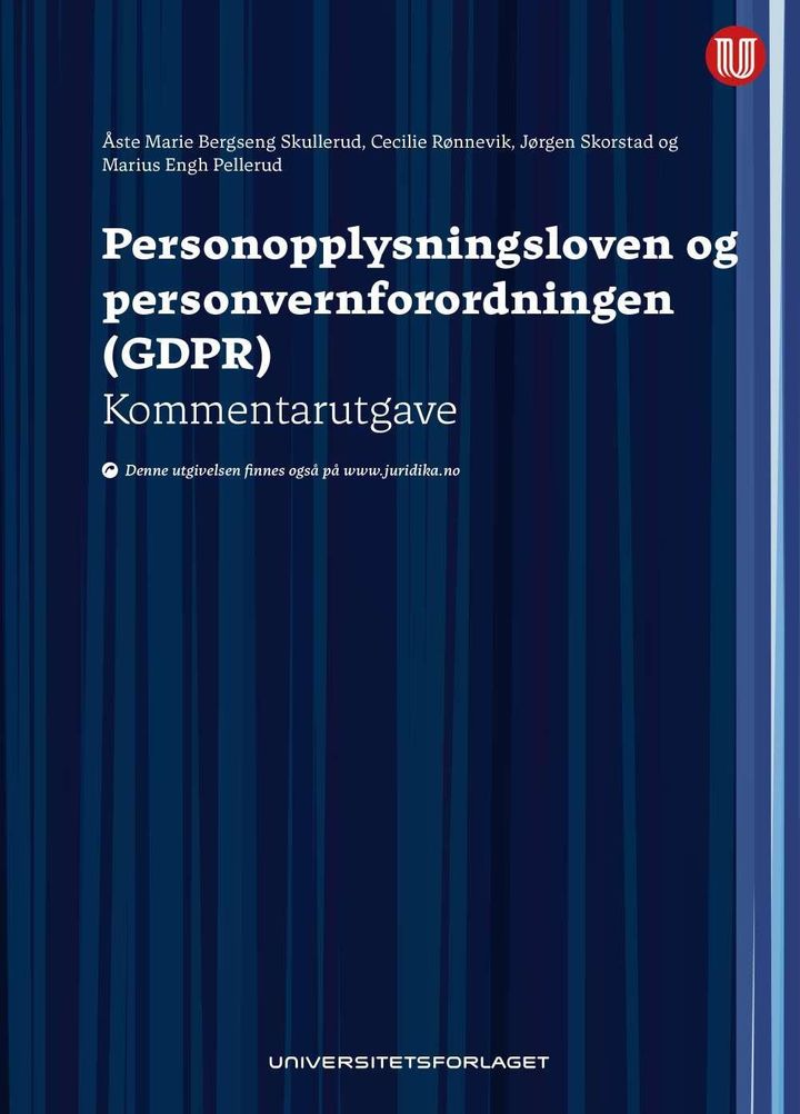 bokomslag: Personopplysningsloven og personvernforordningen (GDPR) : kommentarutgave ...