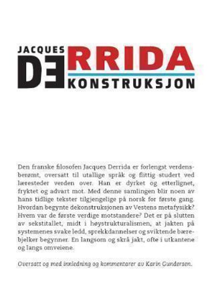 bokomslag: Dekonstruksjon : klassiske tekster i utvalg